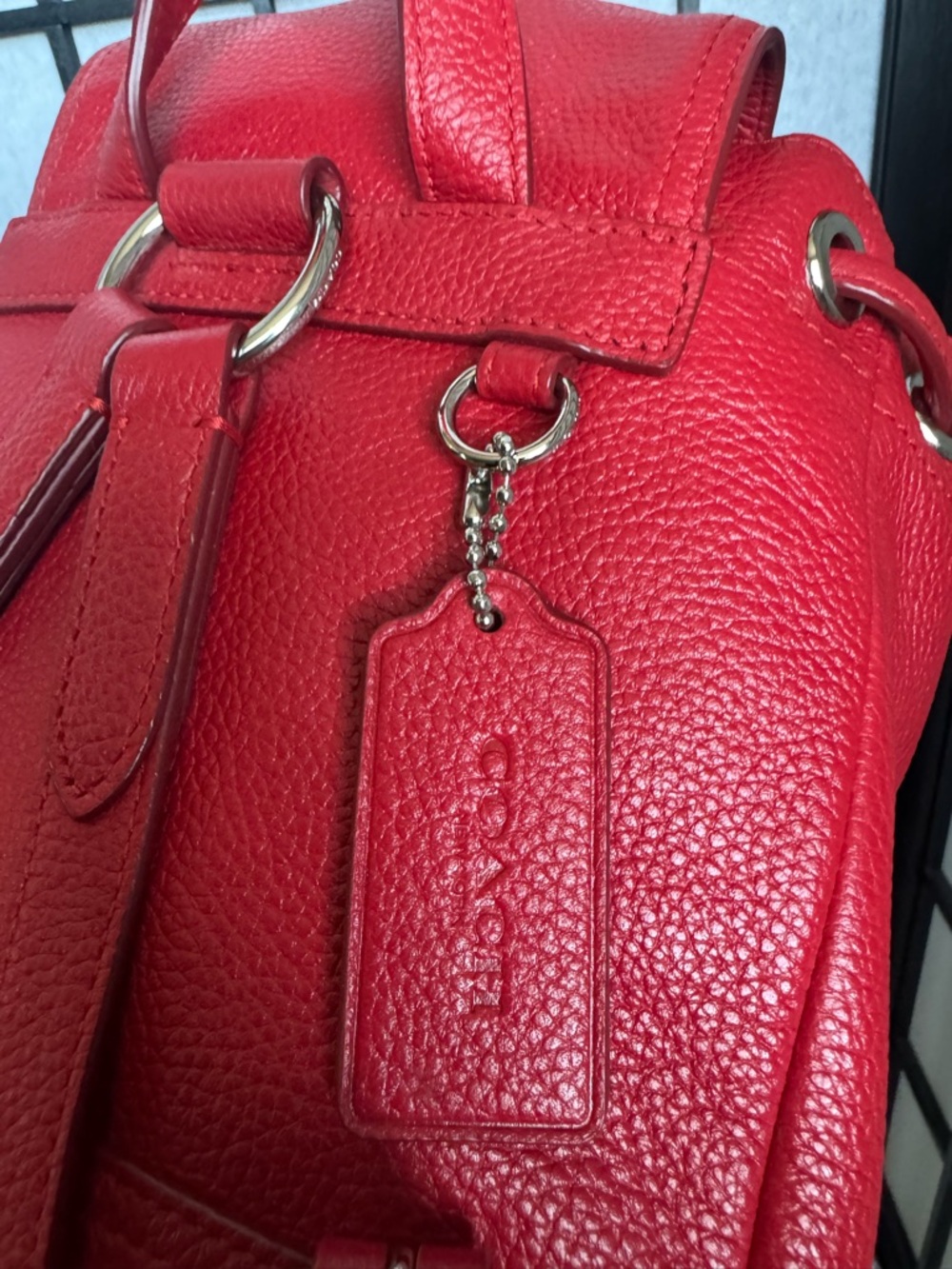 Coach Red Leather Drawstring Backpack - Picture 8 of 13